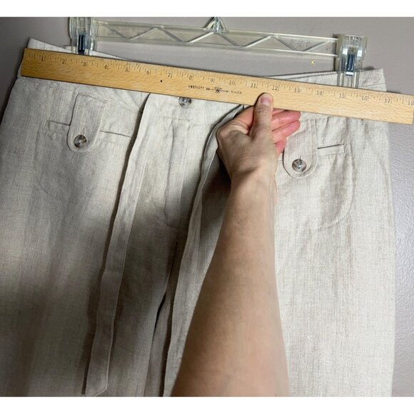 NWT Charter Club Linen Pants Classic Fit Wide Leg Beige Resort Summer Womens 12 - Picture 5 of 16